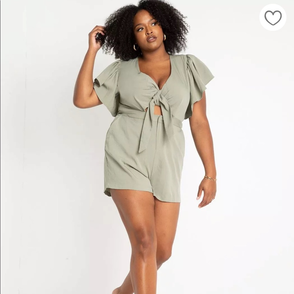 Eloquii Sage Green Romper - Picture 2 of 9